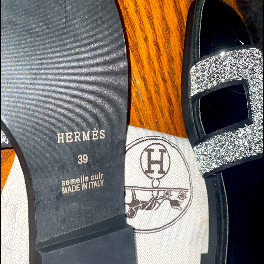 Hermes Oran crystal leather sandals size 39  (womens 8)never worn